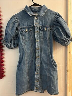 Denim Puff-Sleeve Dress